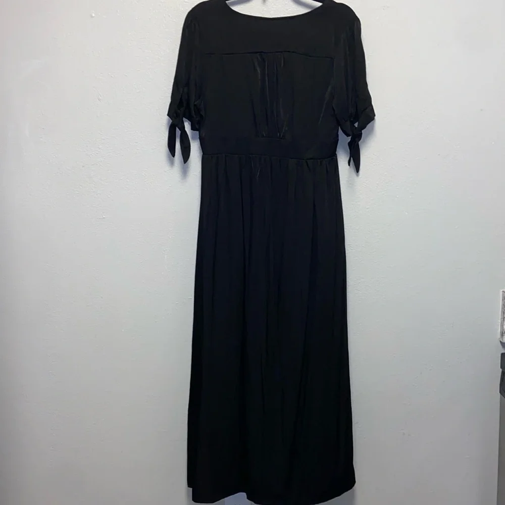 Surimiga Black Plunging V-neck Button-down Cottagecore Button Maxi Dress 3270 - Picture 7 of 12